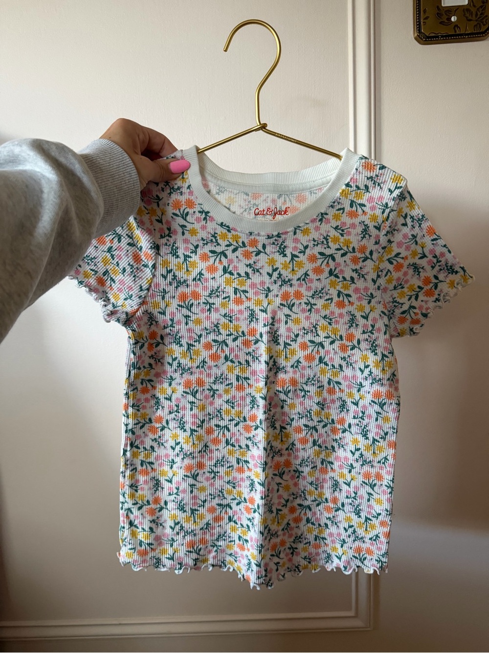 💫 3 for $20 !! cat & jack girls floral print ribbed short sleeve top